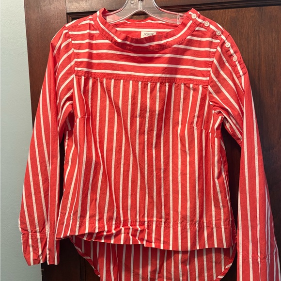 J. Crew Striped Funnelneck Top in Cotton Poplin Size 4 - Picture 1 of 3